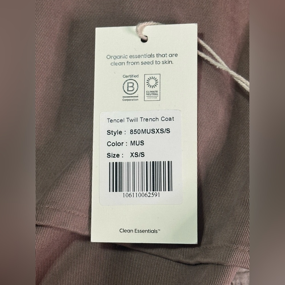 MATE the Label Tencel Twill Trench Coat Sz XS/S Mushroom Brown - Picture 11 of 11